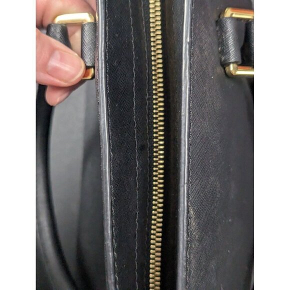 Michael Kors 30S3GLMS2L Selma Medium Top Zip Satchel Selma Black Handbag 13in - Picture 12 of 14